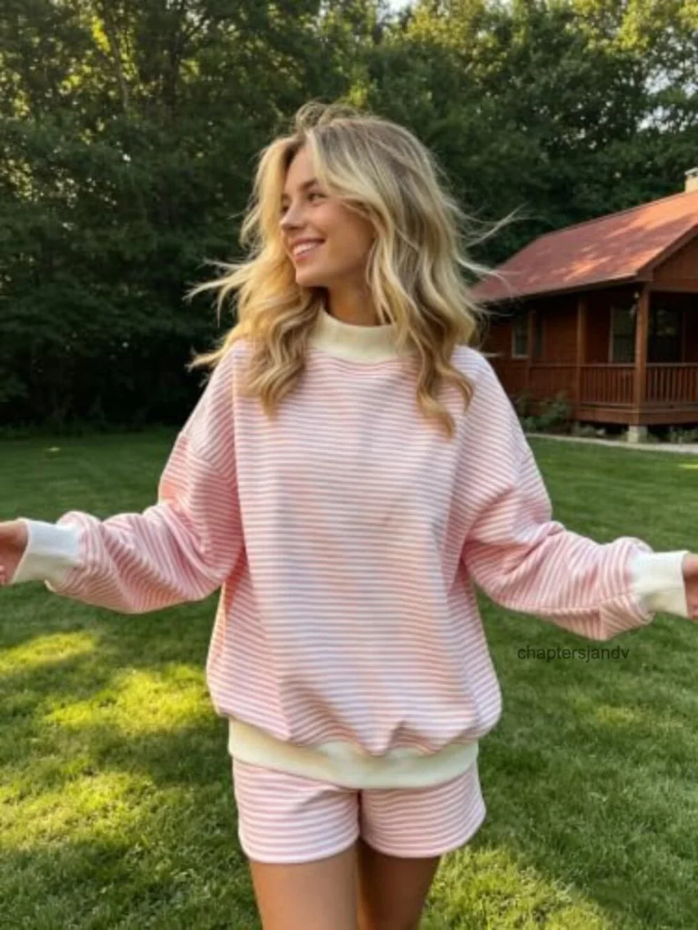 Oversized Mockneck Striped Sweatshirt Long Sleeve Pullover